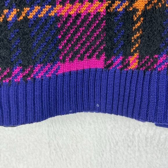 Yves Saint Laurent Coat Jacket Rive Gauche Tartan Lambswool Purple Wood Button - Picture 12 of 14